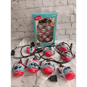 Disney Stitch LED String Lights Christmas 8.5ft Blue Red Good Blinking Holiday